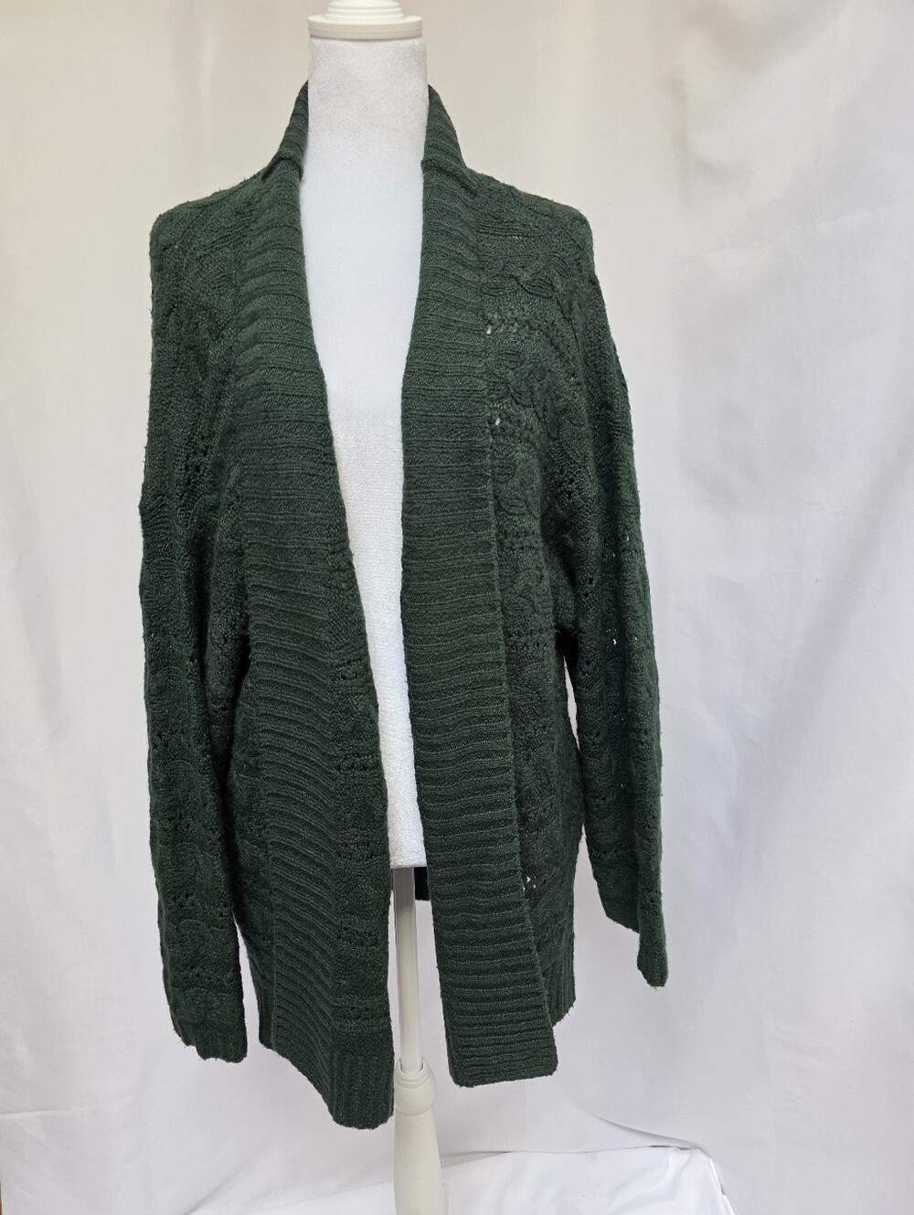 Sonoma Goods for Life XXL Green Open Front Textured Knit Cardigan